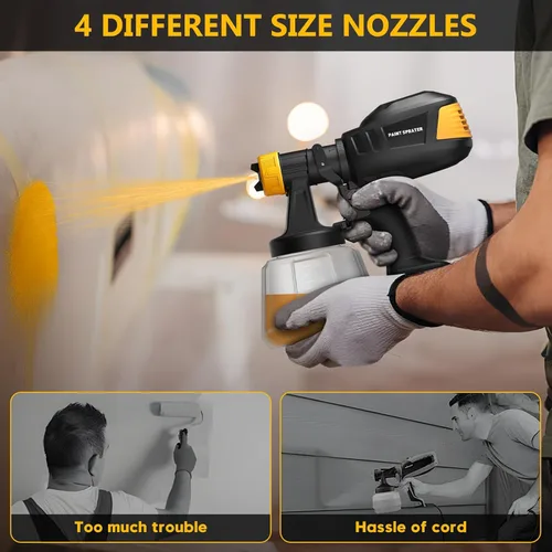 Miniatura 5 de Pulverizador de pintura inalámbrico sin escobillas para batería Dewalt de 20 V, 4 boquillas, viscosidad de 150 Din/s, caudal de 33.8 fl oz/min