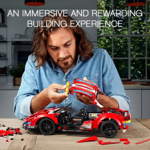 Miniatura 3 de LEGO Technic Ferrari 488 GTE "AF Corse #51" 42125 - Champion GT Series Sports Race Car, kit exclusivo de modelo coleccionable, juego