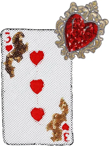 Miniatura 8 de 1 Unidades Bordado Con Cuentas De Lentejuelas Parches De Póker Letras Floral Reina Apliques Corazón Insignia Costura Para Chaqueta Camiseta