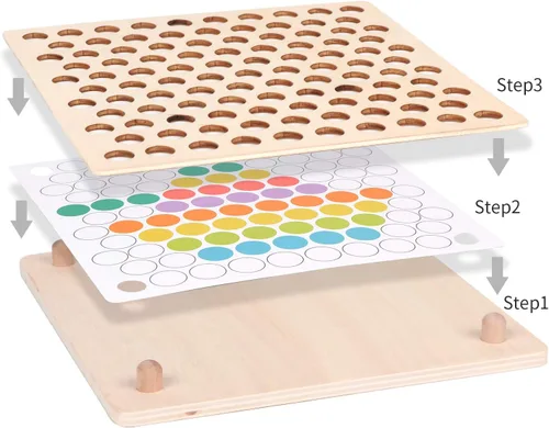 Miniatura 4 de QZMTOY Juego de cuentas de madera con clavijas, juguetes Montessori de aprendizaje, clasificación de colores, juguetes a juego apilables para niños
