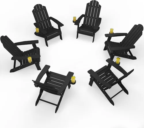 Miniatura 24 de MXIMU Silla Adirondack plegable para exteriores: sillas Adirondack fáciles de montar y cómodas, silla de plástico compuesto para todo tipo de clima