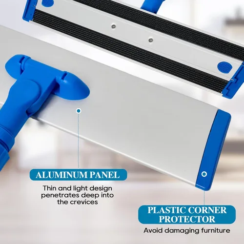 Miniatura 9 de HONOVA Trapeador de microfibra de 17.5 pulgadas para limpieza de suelos, trapeador plano azul con mango de acero inoxidable de 58 pulgadas, 4