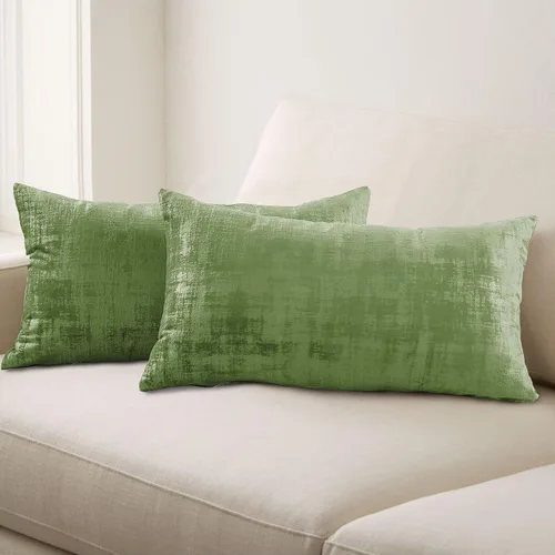Miniatura 66 de Home Soft Things Juego de 2 fundas de almohada de terciopelo texturizado, 14 x 26 pulgadas, color verde azulado profundo, fundas decorativas