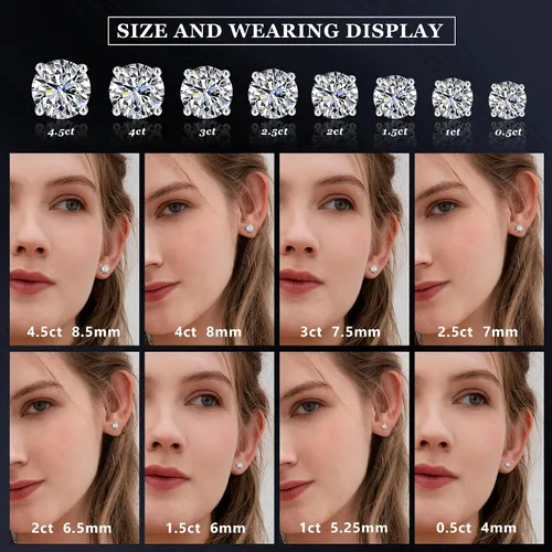 Miniatura 2 de Sllaiss Aretes de plata de ley con circonita cúbica para mujeres y hombres, chapados en oro blanco de 14 quilates, aretes redondos de circonita