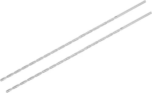 Miniatura 12 de uxcell HSS (acero de alta velocidad) Brocas helicoidales extralargas, diámetro de taladro de 0.118 in de diámetro de 7.874 in de longitud
