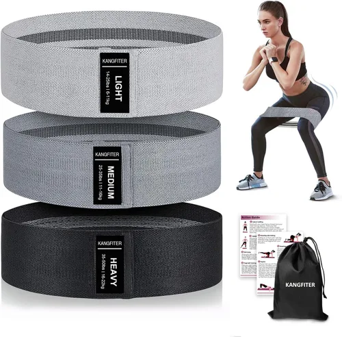 KANGFITER Non-Slip Fabric Resistance Bands for Working Out, Loop Exercise Bands for Booty Leg, Butt, Glute, Stretch Workout Bands for Women & Men,