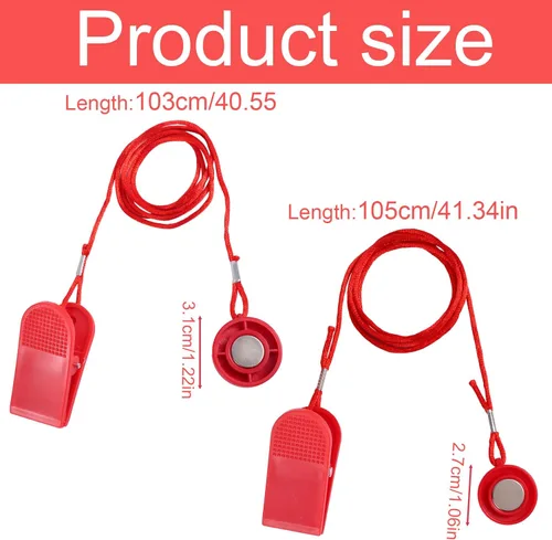Miniatura 2 de lasuroa 2pcs Treadmill Magnet Safety Keys, 2 Styles Treadmill Magnetic Key Replacement Round Universal Running Machine Emergency Stop Safety Switch