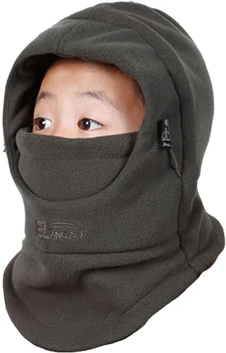 Miniatura 26 de Azarxis Gorro de niños con pasamontañas de forro polar para esquí, máscara facial de invierno, gorro ajustable con calentador doble para el cuello