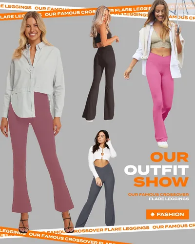 Miniatura 76 de TNNZEET Leggings acampanados negros para mujer, pantalones de yoga cruzados con bolsillos, corte de bota, leggings acampanados