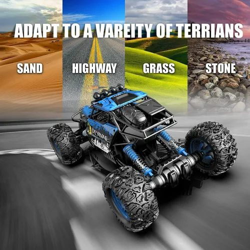 Miniatura 8 de CROBOLL 1:12 Coche grande de control remoto para niños con función de elevación, camiones monstruo eléctricos RC 4X4 todoterreno de 4WD, juguetes
