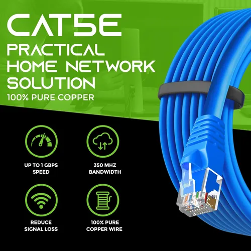 Miniatura 8 de GearIT Paquete de 20 cables de conexión Ethernet Cat5e de 5 pies, cable de red LAN RJ45 sin enganches, color azul