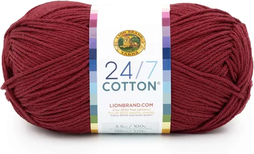 Miniatura 78 de Lion Brand Yarn, Hilo ligero mercerizado de algodón 24/7 para tejer, ganchillo y manualidades, Almirante, 1 paquete, 185 yardas de fibra natural