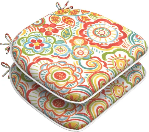 Miniatura 38 de DYTXIII Juego de 2 cojines para sillas de exterior con lazos, almohadillas repelentes al agua para sillas de patio de 17 x 16 pulgadas para muebles