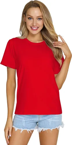 Miniatura 3 de RightPerson Camisetas de verano básicas de manga corta con cuello redondo y cuello redondo para mujer