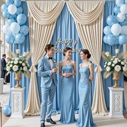 Miniatura 6 de Cortina de fondo azul bebé de 10 pies x 8 pies sin arrugas para fiesta, cortinas de fondo de poliéster azul para fotografías, decoraciones para baby