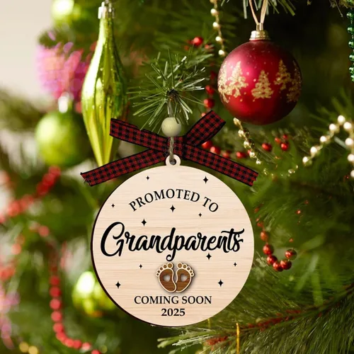 Miniatura 2 de Adorno de anuncio de embarazo para abuelos 2025, adorno de Navidad promocionado a abuelos 2025, adorno de anuncio de bebé