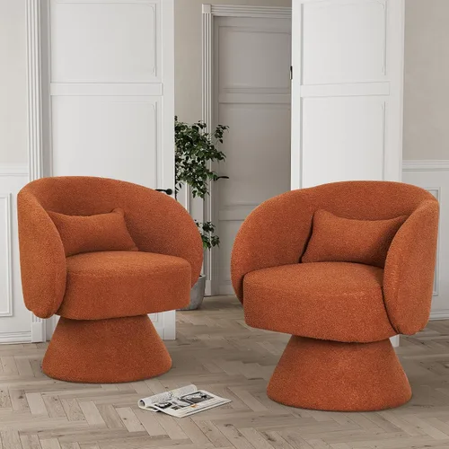 Miniatura 19 de Silla Giratoria de Barril, Sillas Giratorias de Acento Acolchadas Cuddle Tapizadas para Sala de Estar, Cómoda Silla Giratoria Redonda Pequeña Negra