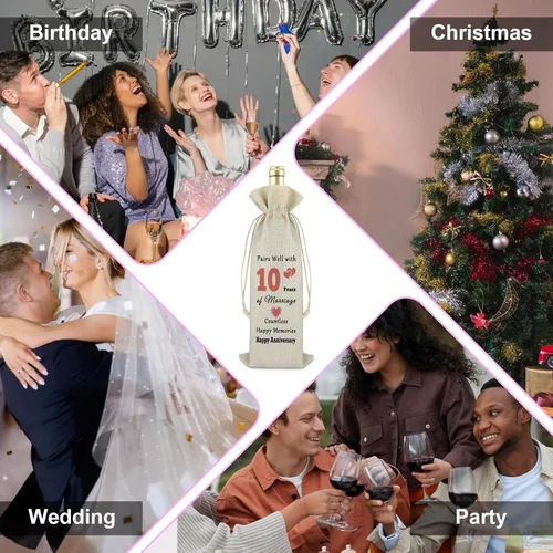 Miniatura 7 de Gfhzdmf Regalo de boda de 10º aniversario para esposa, marido, bolsa de vino, regalo de matrimonio de 10 años para mujeres y hombres, bolsa