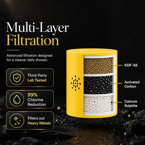 Miniatura 6 de Afina Cabezal de ducha filtrado, cabezal de ducha suavizante de agua con filtro de ducha KDF-55 para agua dura, experiencia de lluvia de alta Cromo