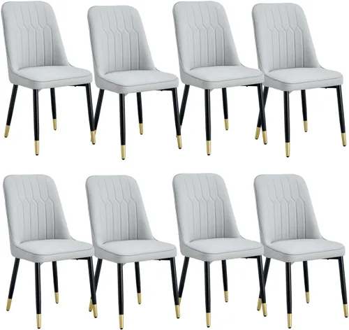 Miniatura 22 de Juego de 2 sillas de comedor, sillas de comedor modernas, equipadas con cojines de respaldo de cuero PU y patas de metal negro, adecuadas