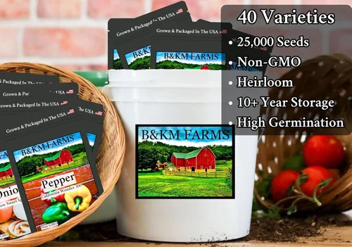 Miniatura 4 de B&KM Farms Más de 25,000 bóvedas de semillas de verduras tradicionales – 40 variedades sin OMG para jardinería doméstica y seguridad alimentaria