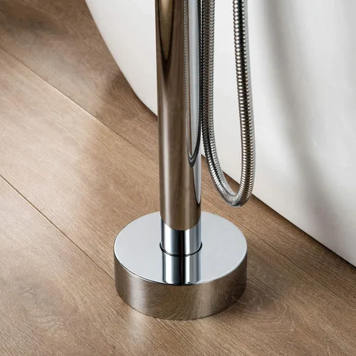 Miniatura 10 de WOODBRIDGE Grifo de llenado de bañera independiente contemporáneo de una sola manija con ducha de mano en acabado cromado, F0002CHRD