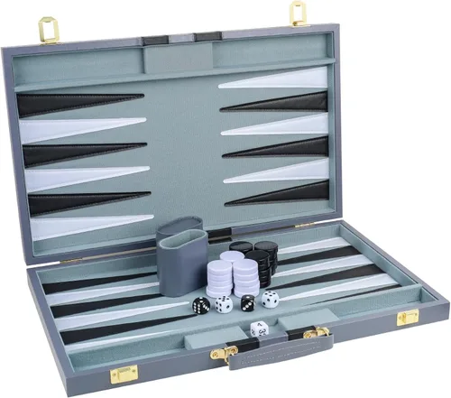Miniatura 13 de Backgammon - Juego de 2 jugadores clásico de backgammon para adultos, juego de mesa con funda de piel sintética, portátil y juego de backgammon