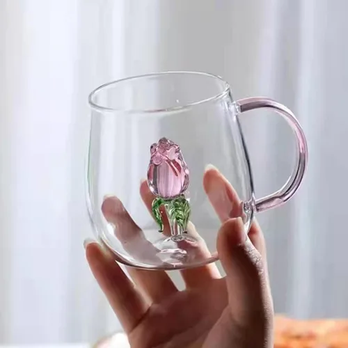 Miniatura 20 de Taza de Café 3D de Cristal con Animales y Plantas en el Interior, Copa de los Deseos como Regalo - Tazas para Fiesta, Oficina, Mañana para Leche