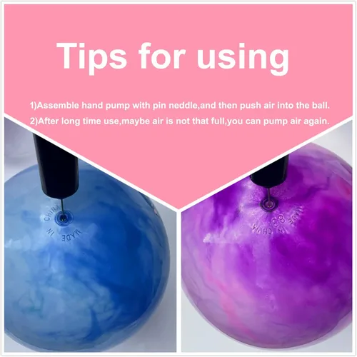 Miniatura 7 de Pelotas hinchables marmoleadas, juego de 2 bolas inflables grandes con bomba de aire manual y 2 puntas de cabeza