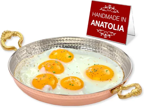 Miniatura 13 de Hakan Sartén de cobre para cocinar Sartén grande hecha a mano Sartén martillada con doble asa para tortilla Auténtica cocina de cocina e idea