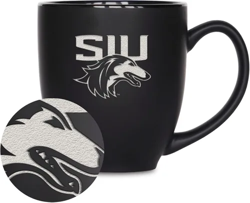 Miniatura 374 de Rico Industries - Taza de cerámica mate negra con grabado láser estándar de 15oz para NCAA (escuelas T & U) - Para bebidas calientes o frías
