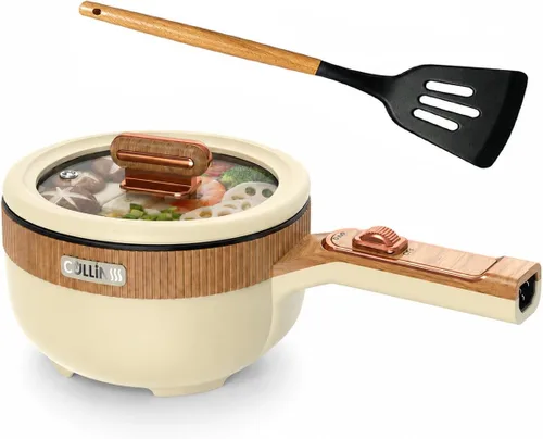Miniatura 11 de Olla eléctrica, olla eléctrica portátil de 1.5 L, sartén multifuncional para sopa de filete de ramen con potencia ajustable para dormitorio, hogar