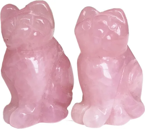 Miniatura 11 de 2 piezas de cristales de labradorita negra natural y piedras curativas, figuras de gato de la suerte talladas en bolsillo, coleccionables de 1.5