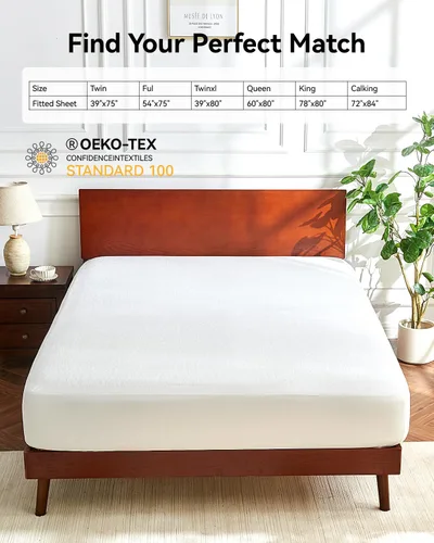 Miniatura 7 de Protector de colchón impermeable y refrescante tamaño Queen, con estilo de sábana ajustada y transpirable de bolsillo profundo - Protector