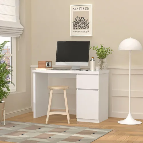 Miniatura 2 de Furtble - Escritorio blanco con cajones, escritorio pequeño de 43 pulgadas, lindo escritorio para dormitorio, escritorios de PC para oficina