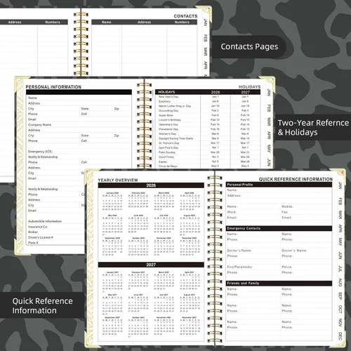 Miniatura 5 de 2026-2027 Planner, Jul.2026-Jun.2027 Planner Weekly and Monthly 6.25"x8.5" with Page Tabs, Calendar Hardcover with Inner Pocket, Elastic Band