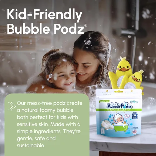 Miniatura 4 de TruKid Podz de burbujas para eccema con crema para eccema y guante de burbujas - Juego de baño de burbujas suave y cuidado de la piel para niños