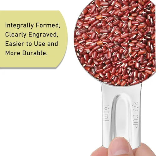 Miniatura 3 de 1 pieza taza medidora individual de 2/3 tazas (160ml, 5.3oz), cuchara medidora de acero inoxidable, medida métrica y estadounidense, apta