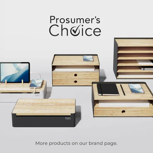 Miniatura 7 de Prosumer's Choice Organizador de escritorio de bambú de 3 niveles con 2 cajones, bandeja de papel de madera para una configuración limpia
