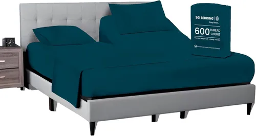 Miniatura 28 de SGI bedding Juego de sábanas King de 36 pulgadas, 100 % algodón egipcio, sábanas ajustables de 600 hilos, juego de sábanas ajustables de 4 piezas