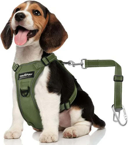 Miniatura 23 de VavoPaw cinturón de seguridad para perro, arnés de coche con peto de seguridad y hebilla ajustable para vehículo, cinturón de seguridad de nailon