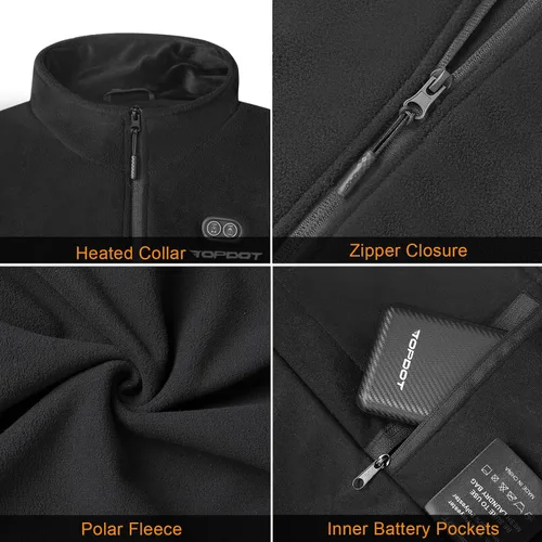 Miniatura 6 de Topdot Chaleco térmico de forro polar para mujer con batería, sin mangas, chaleco de forro polar suave con 8 zonas de calefacción