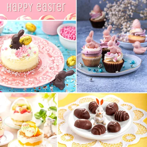 Miniatura 7 de Molde de silicona para huevos de Pascua para chocolate, 5 paquetes de molde en forma de huevo para hornear para fiesta de Pascua, bombas