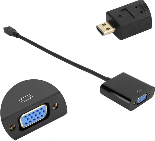 Miniatura 4 de Convertidor de video micro a VGA, adaptador de convertidor de video micro HDMI a VGA, adaptador de convertidor de video micro a VGA 1080P, para 4B
