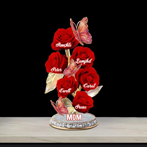 Miniatura 12 de Cada rosa contiene una pieza de tu lámpara de corazón, placa de rosa personalizada con nombre de 1 a 10 niños, luz LED personalizada para mamá, flor