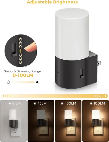 Miniatura 3 de L LOHAS LED Luces nocturnas enchufables a la pared, luz nocturna moderna con sensor de atardecer a amanecer, blanco suave 3000K, luz nocturna
