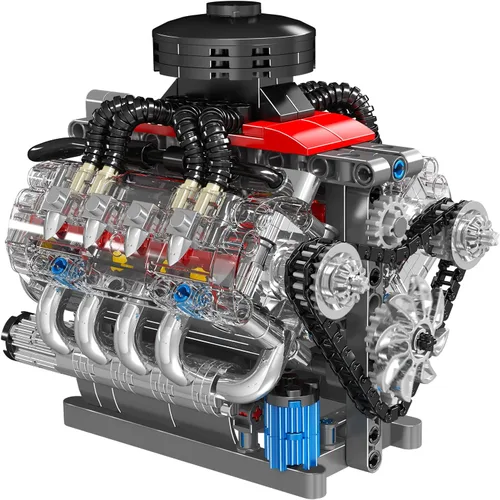 Miniatura 2 de Mould King 10171 MOC Technology V8 Serie de motores de ocho cilindros Kit de bloque de motor de gasolina Kit de bloques de abrazadera con tecnología