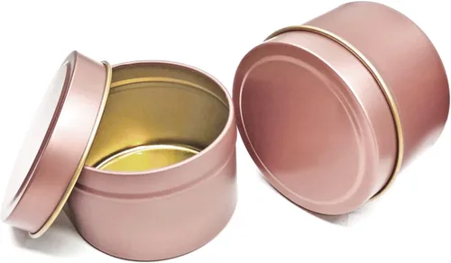 Miniatura 4 de Latas de velas de oro rosa de 8 onzas, 12 latas de velas para bricolaje grandes latas de contenedores de velas para hacer velas, latas de cantainer