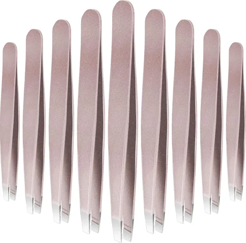 Miniatura 17 de Mudder Juego de 12 pinzas para cejas para cabello facial, pinzas de punta inclinada de acero inoxidable a granel para hombres y mujeres (multicolor)
