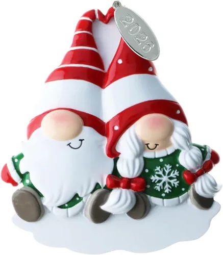 Adornos de Navidad para parejas, adorno de gnomo para pareja nueva 2026, gran adorno de aniversario, compromiso y más, se puede personalizar